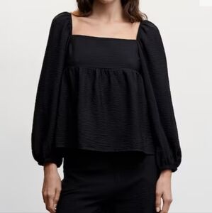 NWT Black Puff Sleeve Blouse Size 2